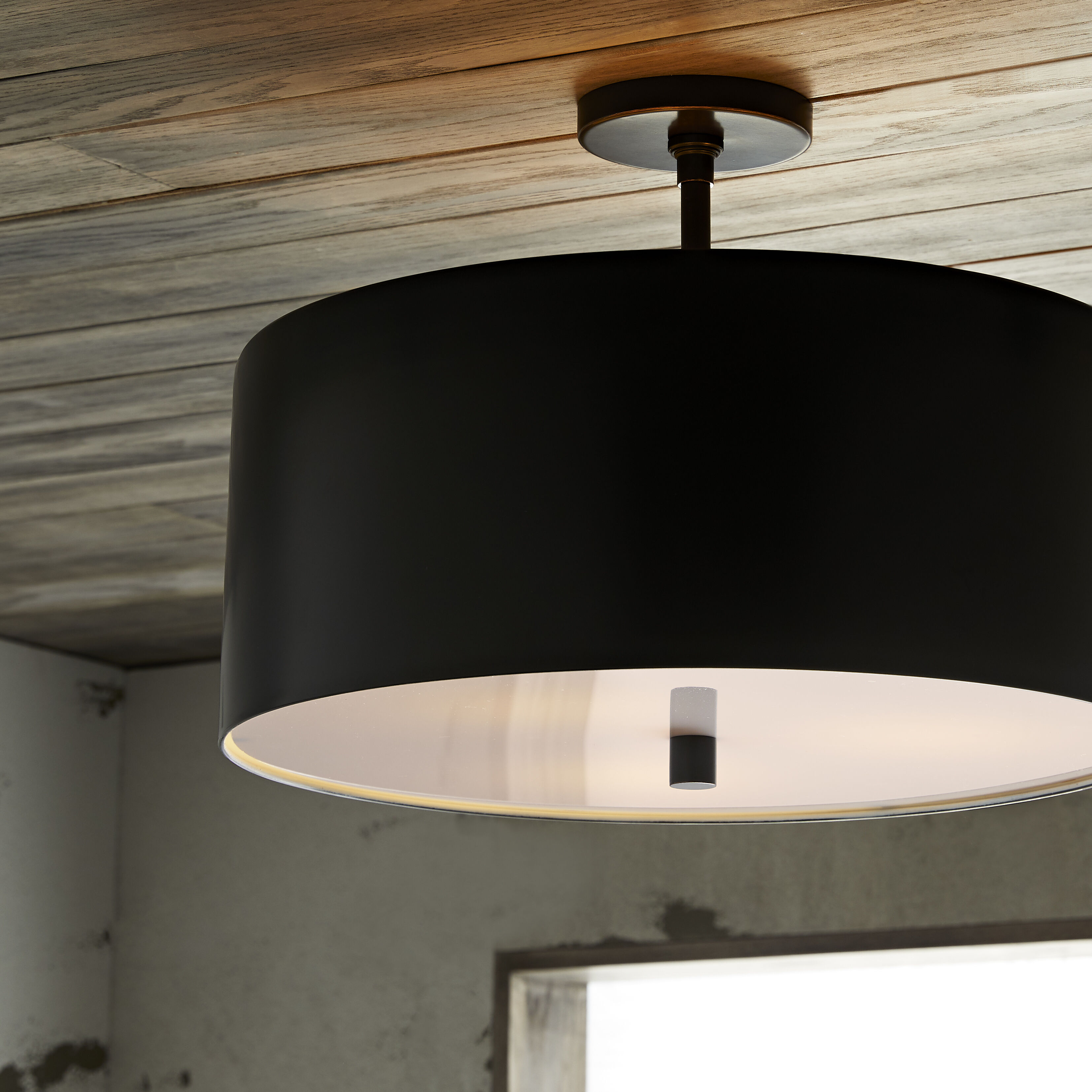 Tarbell 3 Light 19.5 inch Bronze Semi-Flush Mount Ceiling Light, Essential Lighting